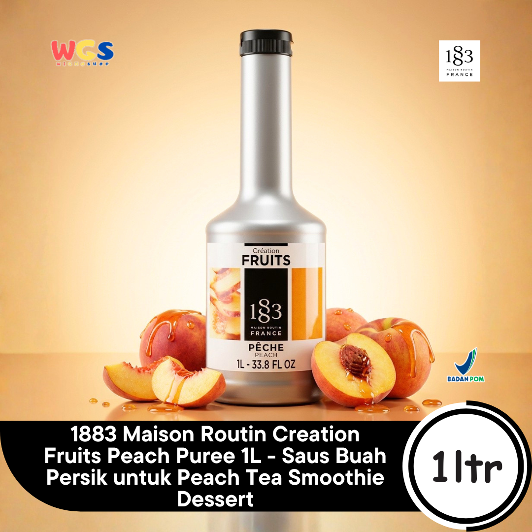 1883 Maison Routin Creation Fruits Peach Puree 1L - Saus Buah Persik untuk Peach Tea Smoothie Dessert