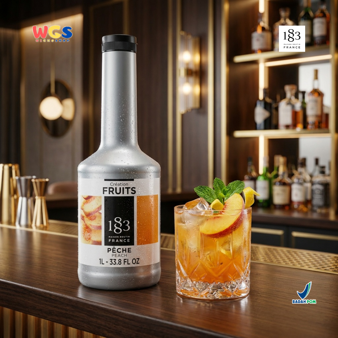 1883 Maison Routin Creation Fruits Peach Puree 1L - Saus Buah Persik untuk Peach Tea Smoothie Dessert
