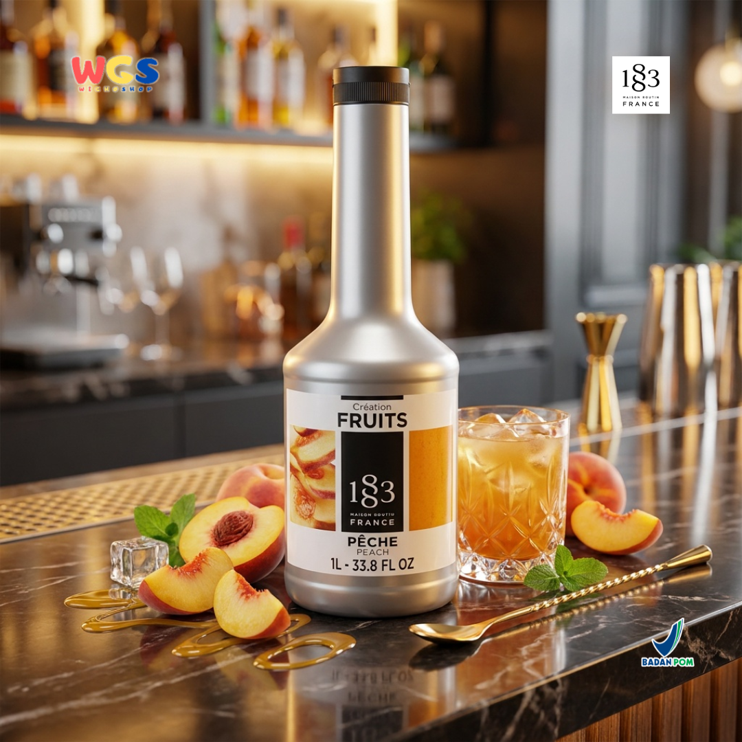 1883 Maison Routin Creation Fruits Peach Puree 1L - Saus Buah Persik untuk Peach Tea Smoothie Dessert