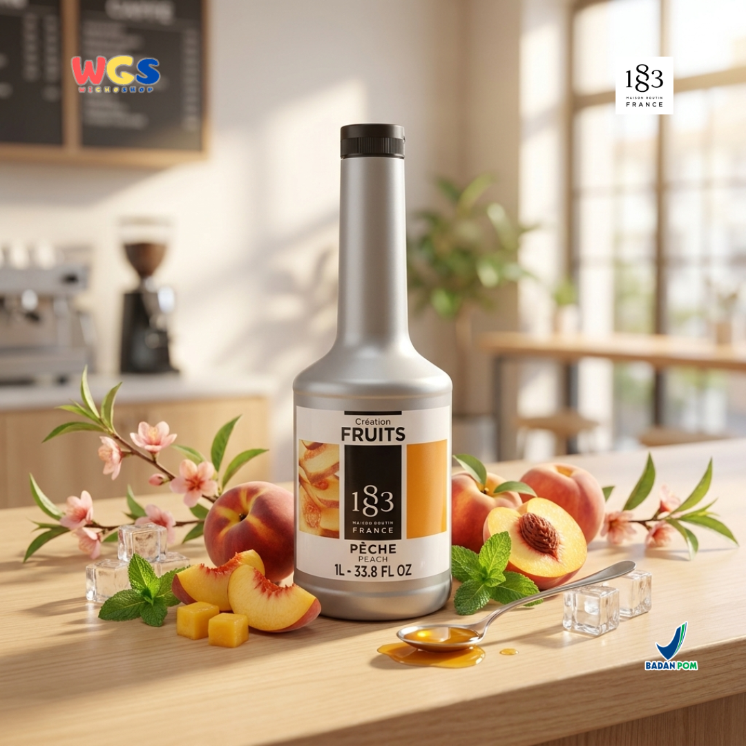 1883 Maison Routin Creation Fruits Peach Puree 1L - Saus Buah Persik untuk Peach Tea Smoothie Dessert