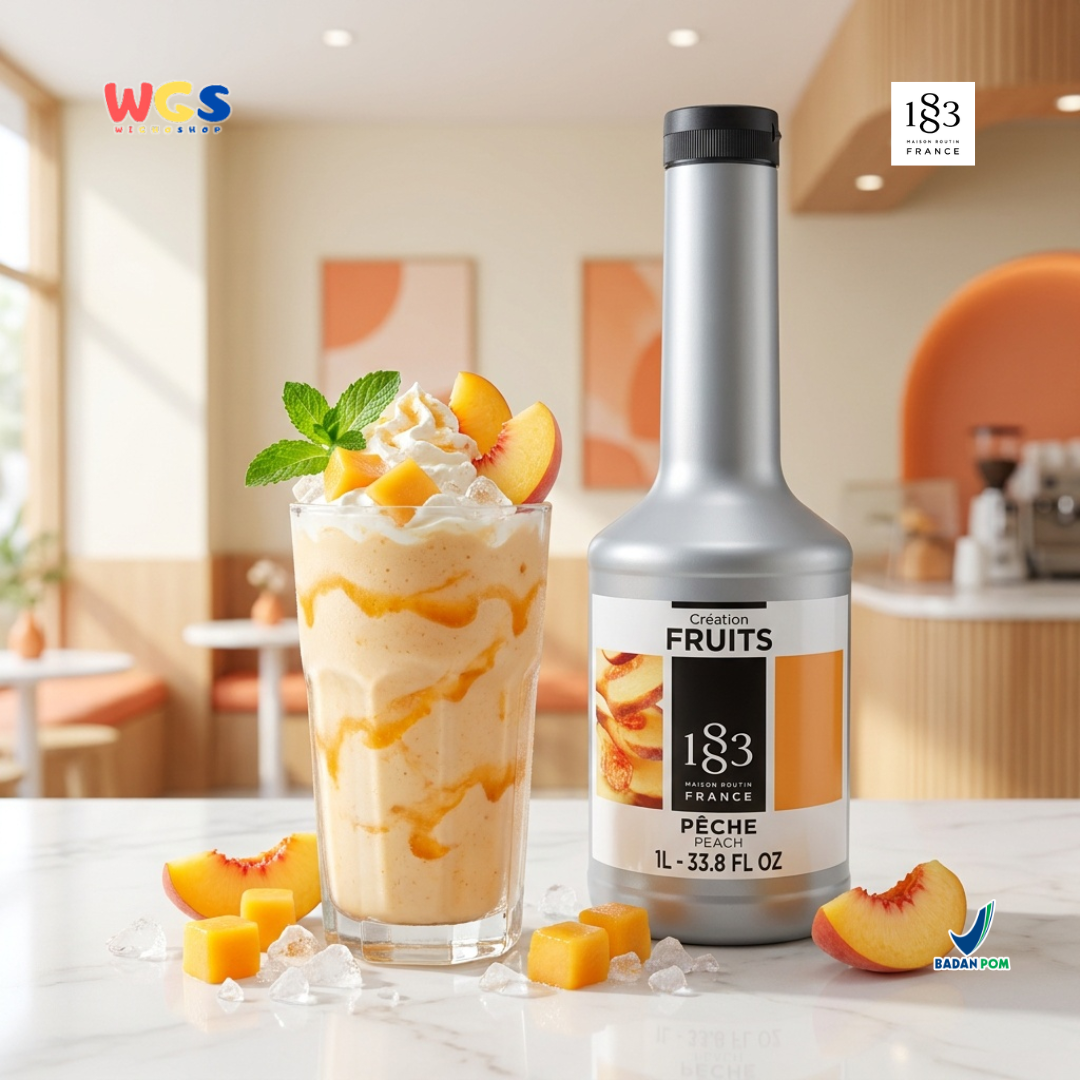 1883 Maison Routin Creation Fruits Peach Puree 1L - Saus Buah Persik untuk Peach Tea Smoothie Dessert