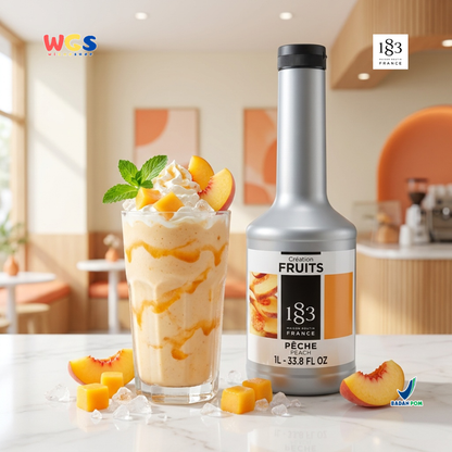 1883 Maison Routin Creation Fruits Peach Puree 1L - Saus Buah Persik untuk Peach Tea Smoothie Dessert