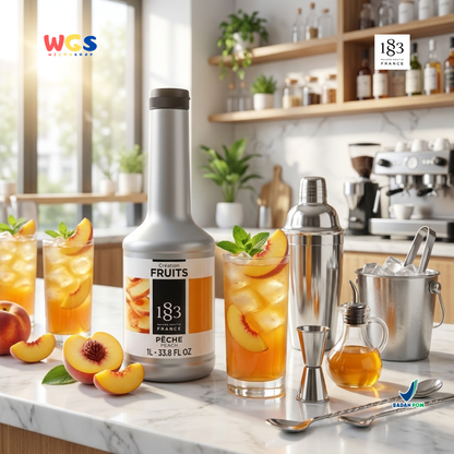 1883 Maison Routin Creation Fruits Peach Puree 1L - Saus Buah Persik untuk Peach Tea Smoothie Dessert