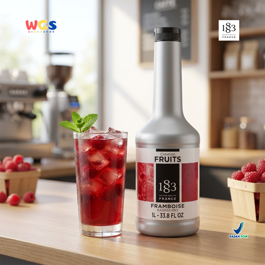 1883 Maison Routin Creation Fruits Raspberry Puree 1L - Saus Buah Rasberi untuk Minuman Cafe Dessert