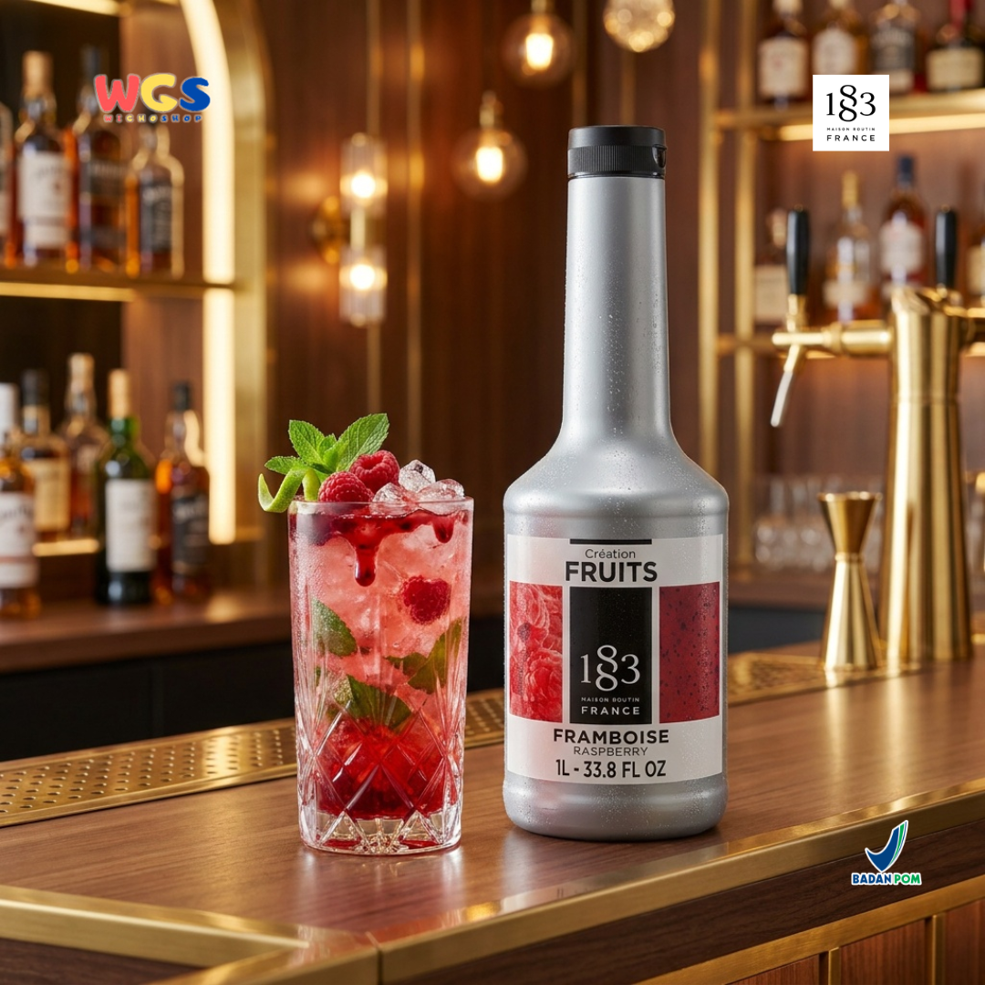 1883 Maison Routin Creation Fruits Raspberry Puree 1L - Saus Buah Rasberi untuk Minuman Cafe Dessert