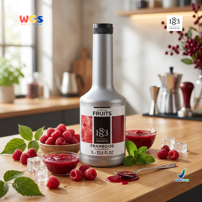 1883 Maison Routin Creation Fruits Raspberry Puree 1L - Saus Buah Rasberi untuk Minuman Cafe Dessert