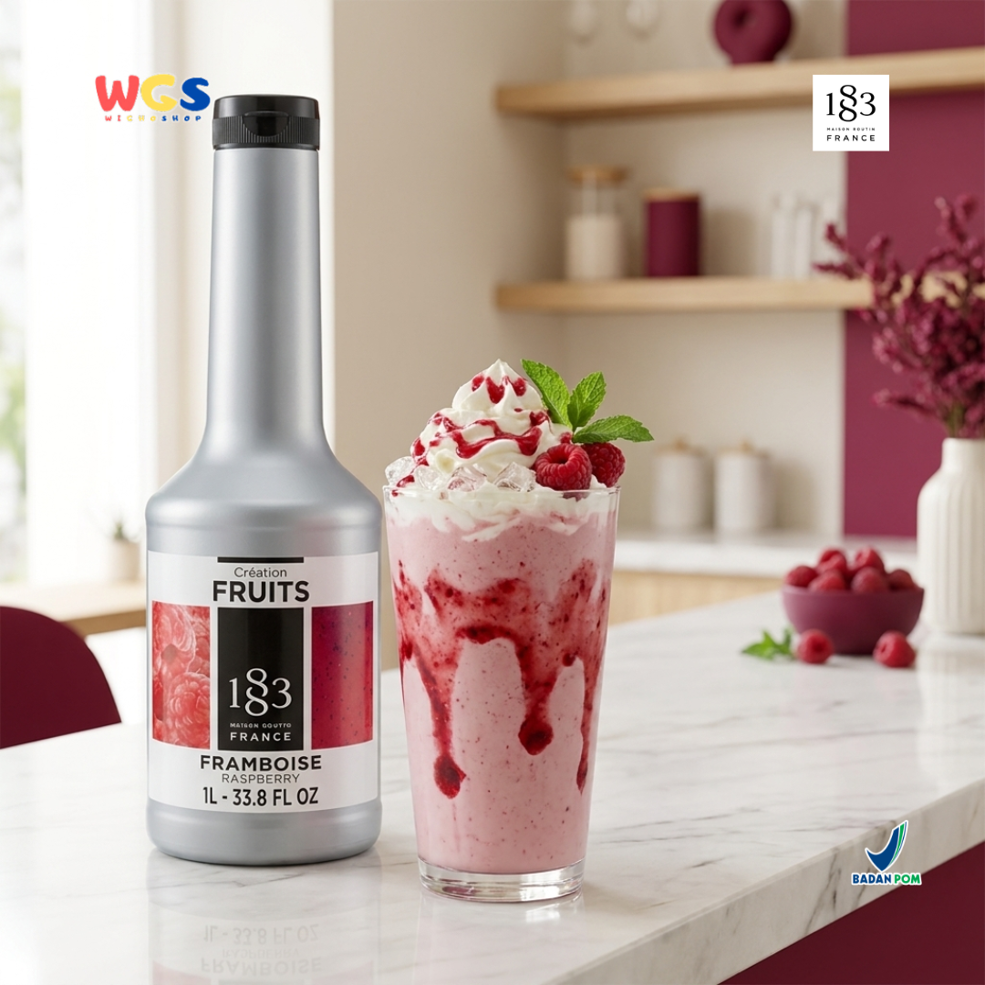 1883 Maison Routin Creation Fruits Raspberry Puree 1L - Saus Buah Rasberi untuk Minuman Cafe Dessert