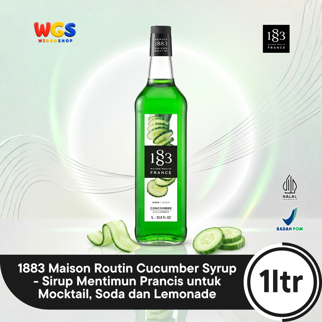 1883 Maison Routin Cucumber Syrup 1L - Sirup Mentimun Prancis untuk Mocktail, Soda dan Lemonade