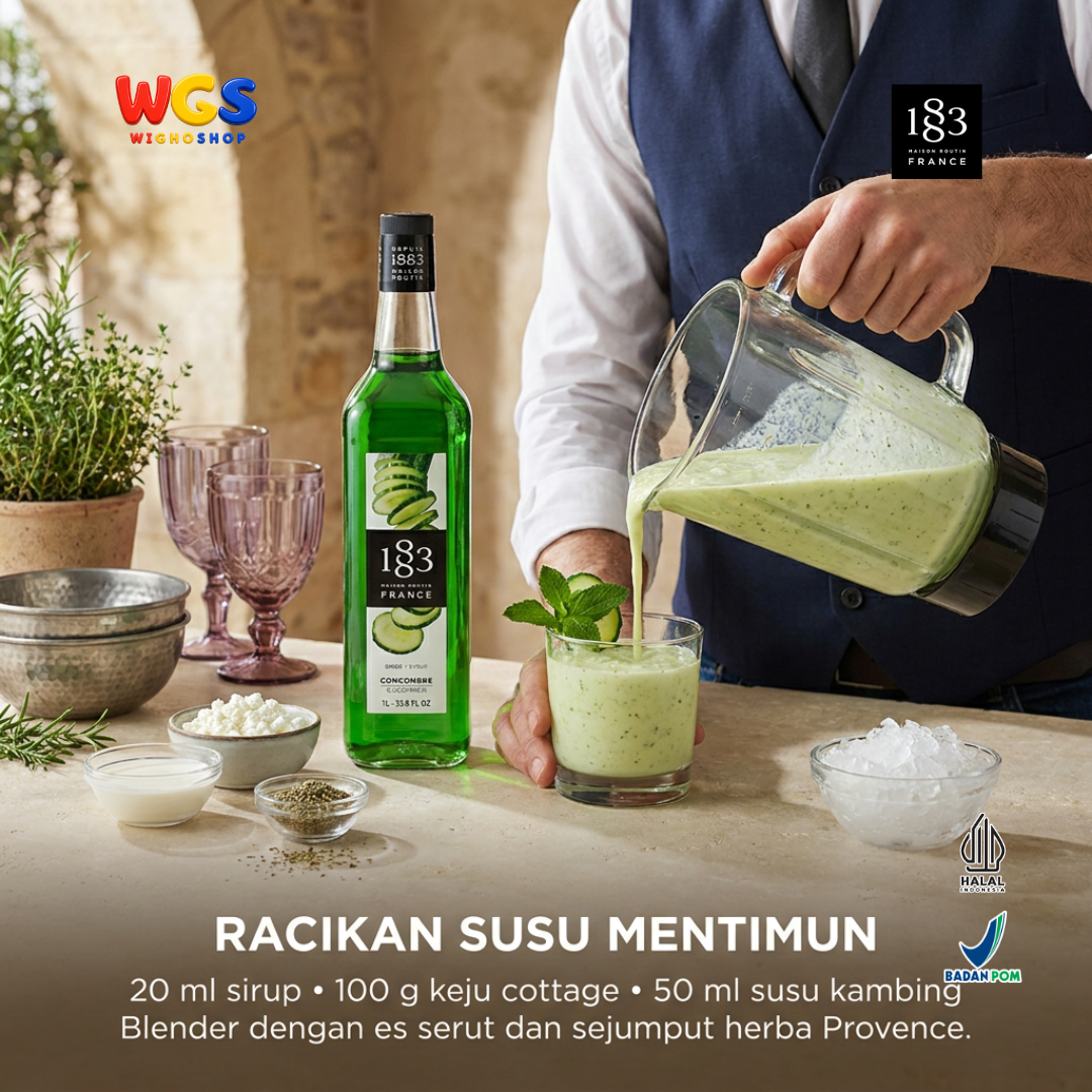 1883 Maison Routin Cucumber Syrup 1L - Sirup Mentimun Prancis untuk Mocktail, Soda dan Lemonade
