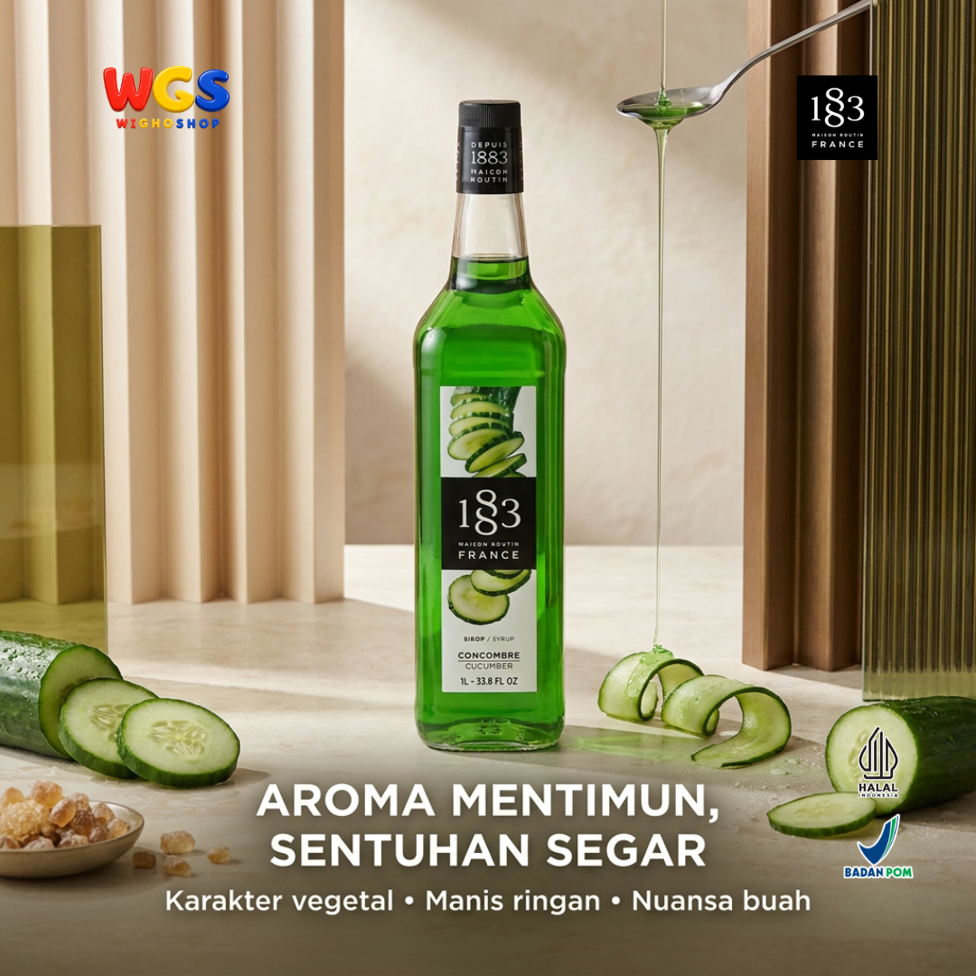 1883 Maison Routin Cucumber Syrup 1L - Sirup Mentimun Prancis untuk Mocktail, Soda dan Lemonade