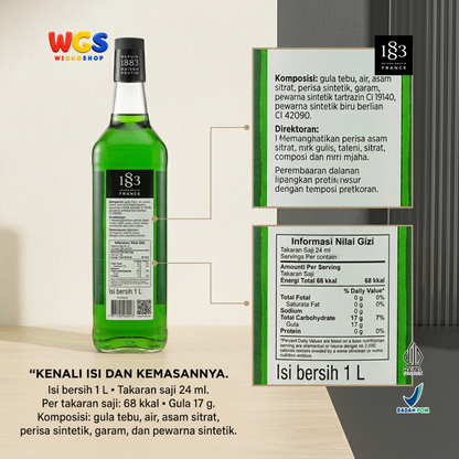 1883 Maison Routin Cucumber Syrup 1L - Sirup Mentimun Prancis untuk Mocktail, Soda dan Lemonade