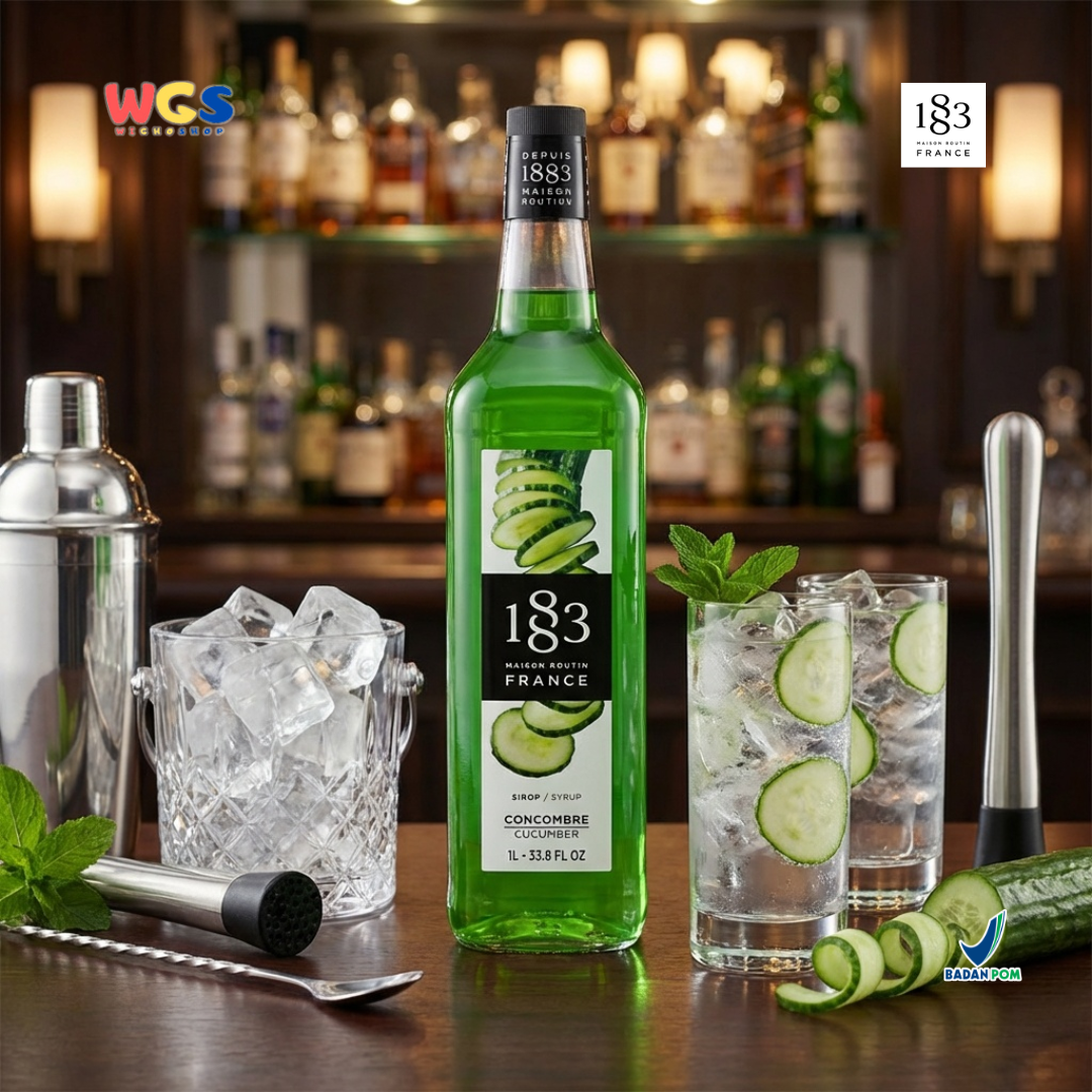 1883 Maison Routin Cucumber Syrup 1L – Sirup Mentimun Premium untuk Soda, Mocktail & Tea