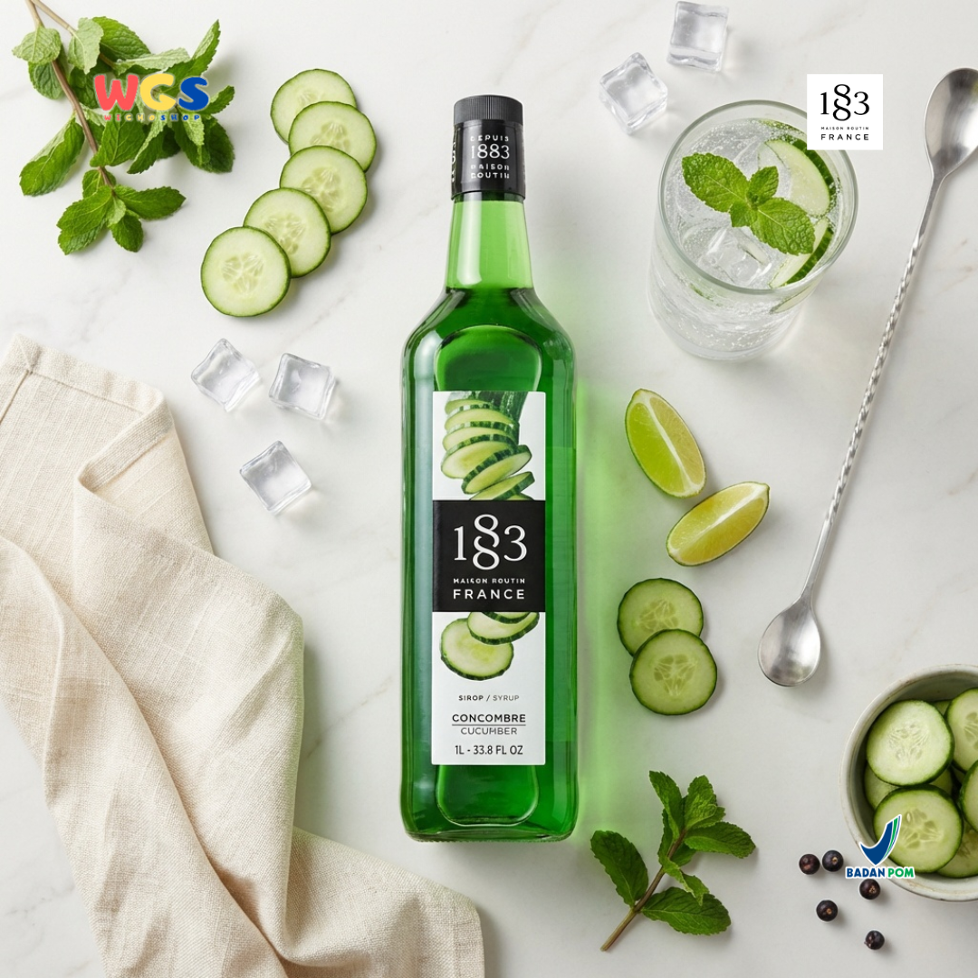 1883 Maison Routin Cucumber Syrup 1L – Sirup Mentimun Premium untuk Soda, Mocktail & Tea