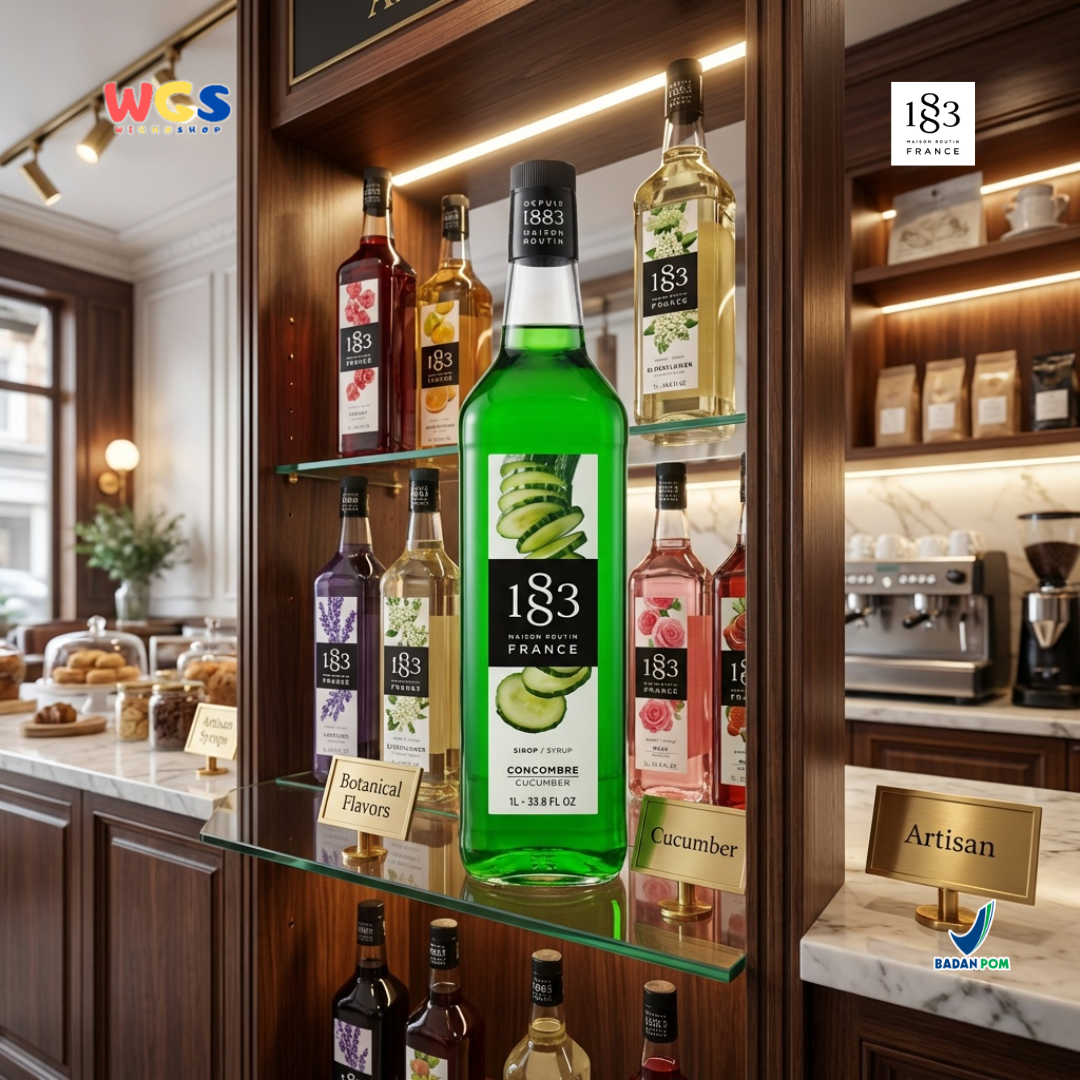1883 Maison Routin Cucumber Syrup 1L – Sirup Mentimun Premium untuk Soda, Mocktail & Tea