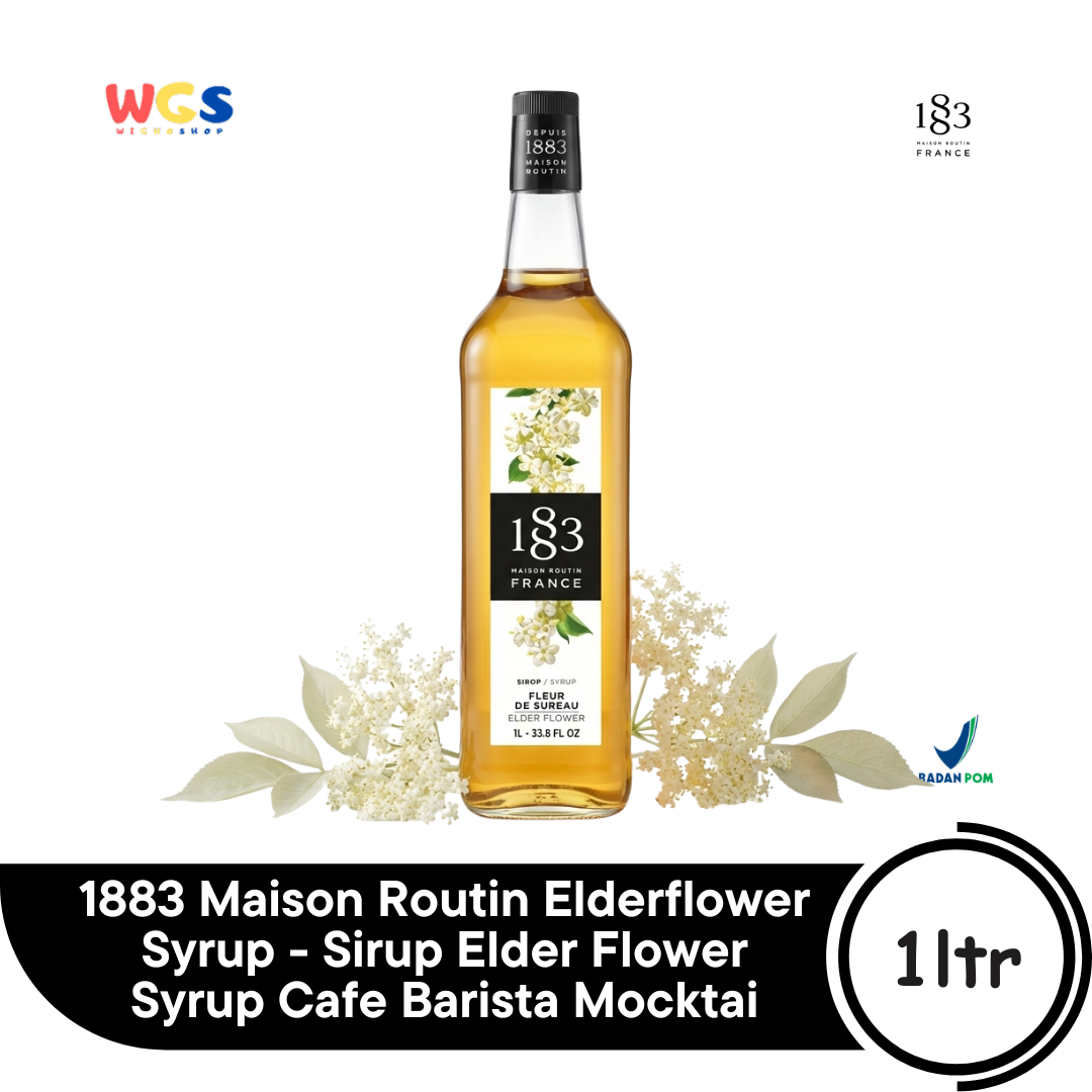 1883 Maison Routin Elderflower Syrup 1L - Sirup Elder Flower Syrup Cafe Barista Mocktail