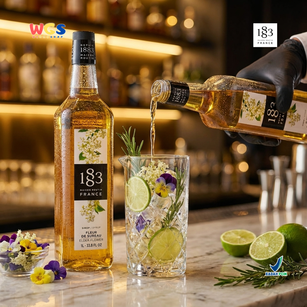 1883 Maison Routin Elderflower Syrup 1L - Sirup Elder Flower Syrup Cafe Barista Mocktail