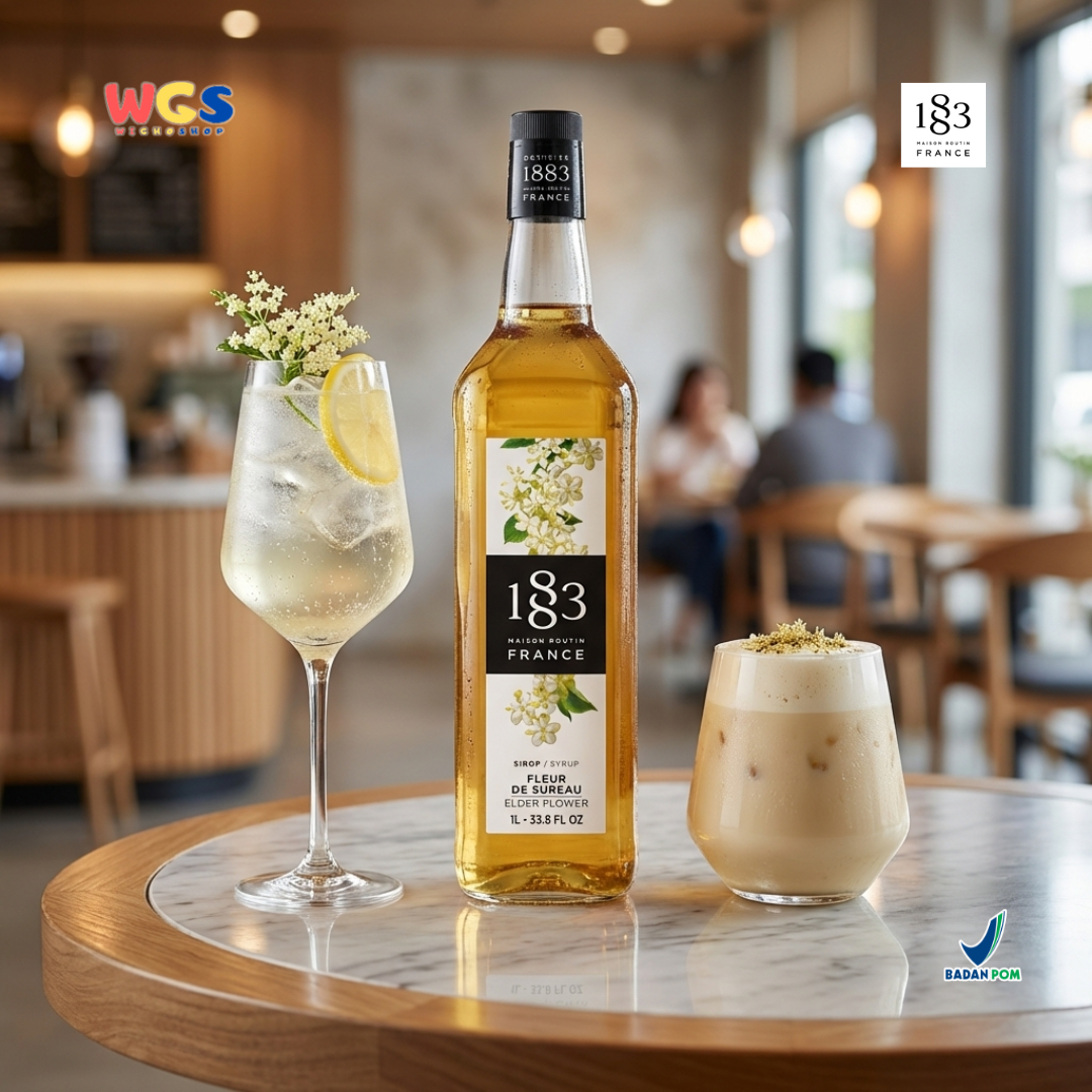 1883 Maison Routin Elderflower Syrup 1L - Sirup Elder Flower Syrup Cafe Barista Mocktail