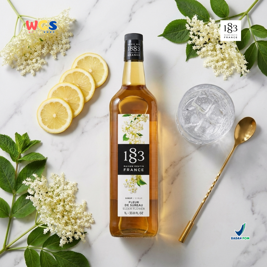 1883 Maison Routin Elderflower Syrup 1L - Sirup Elder Flower Syrup Cafe Barista Mocktail