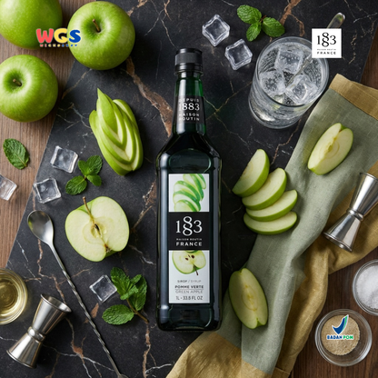 1883 Maison Routin Green Apple Syrup 1L - Sirup Apel Hijau Premium untuk Soda, Mocktail & Tea