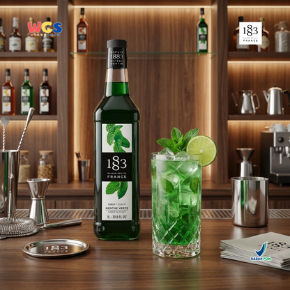 1883 Maison Routin Green Mint Syrup 1L - Sirup Green Mint Syrup Cafe Barista Mocktail Drink