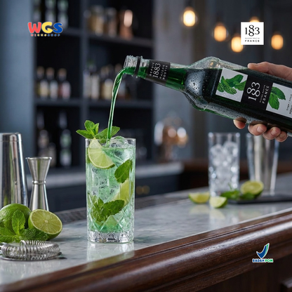 1883 Maison Routin Green Mint Syrup 1L - Sirup Green Mint Syrup Cafe Barista Mocktail Drink