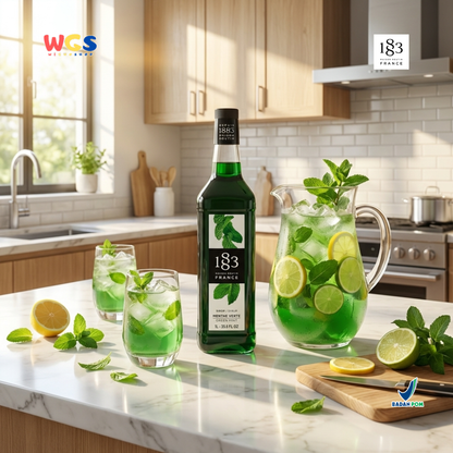 1883 Maison Routin Green Mint Syrup 1L - Sirup Green Mint Syrup Cafe Barista Mocktail Drink