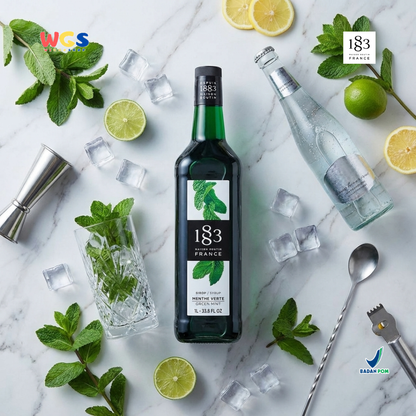 1883 Maison Routin Green Mint Syrup 1L - Sirup Green Mint Syrup Cafe Barista Mocktail Drink