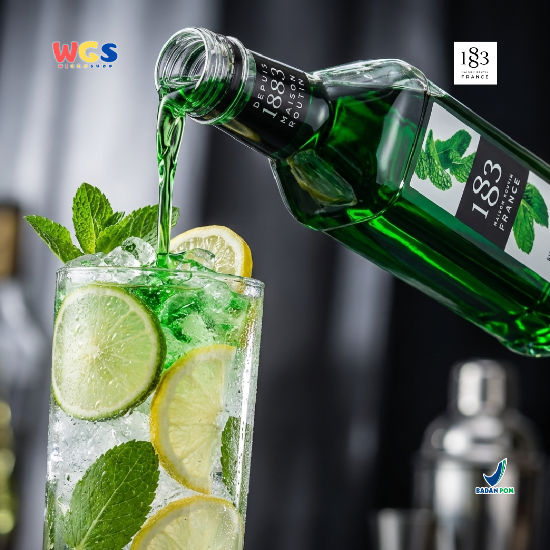 1883 Maison Routin Green Mint Syrup 1L - Sirup Green Mint Syrup Cafe Barista Mocktail Drink