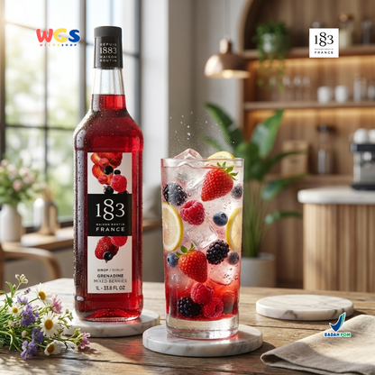 1883 Maison Routin Grenadine Syrup 1L - Sirup Grenadine Mixed Berries Syrup Cafe Barista Mocktail