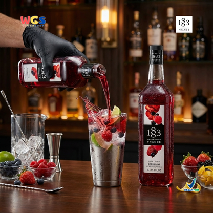 1883 Maison Routin Grenadine Syrup 1L - Sirup Grenadine Mixed Berries Syrup Cafe Barista Mocktail