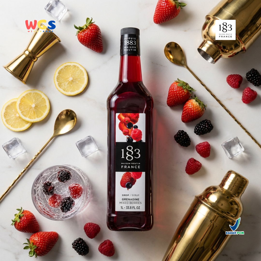1883 Maison Routin Grenadine Syrup 1L - Sirup Grenadine Mixed Berries Syrup Cafe Barista Mocktail