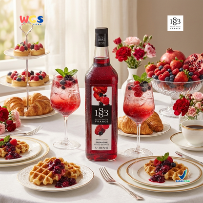 1883 Maison Routin Grenadine Syrup 1L - Sirup Grenadine Mixed Berries Syrup Cafe Barista Mocktail