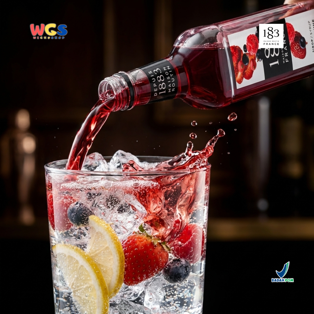 1883 Maison Routin Grenadine Syrup 1L - Sirup Grenadine Mixed Berries Syrup Cafe Barista Mocktail