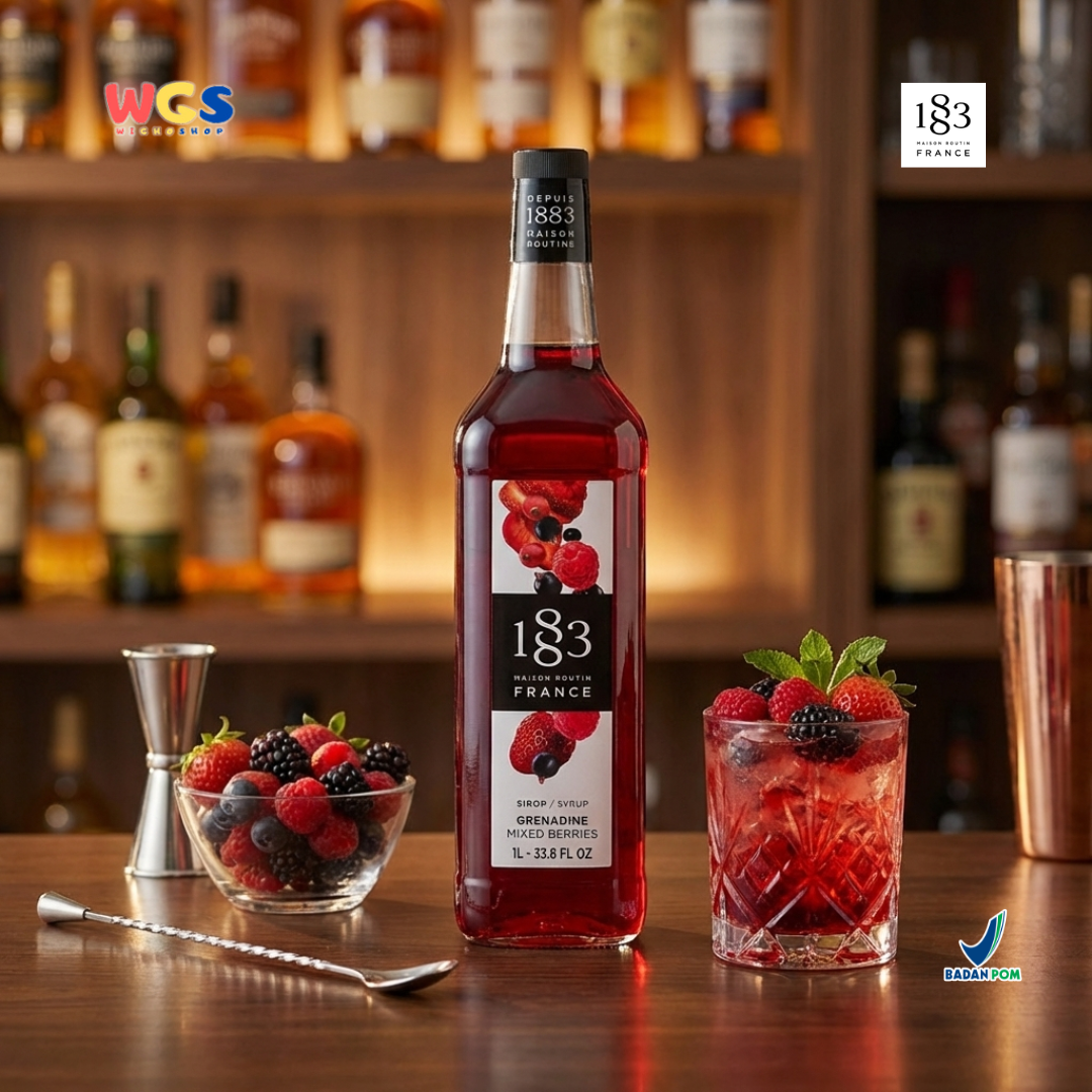 1883 Maison Routin Grenadine Syrup 1L - Sirup Grenadine Mixed Berries Syrup Cafe Barista Mocktail
