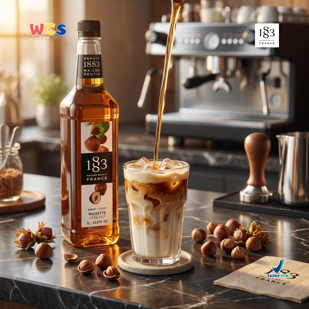 1883 Maison Routin Hazelnut Syrup 1L - Sirup Hazelnut Syrup Cafe Barista Coffee Drink