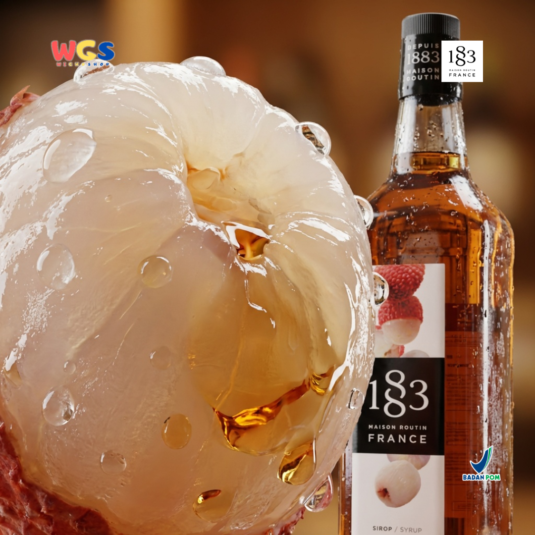 1883 Maison Routin Lychee Syrup 1L – Sirup Leci Premium untuk Soda, Mocktail, Tea & Cocktail