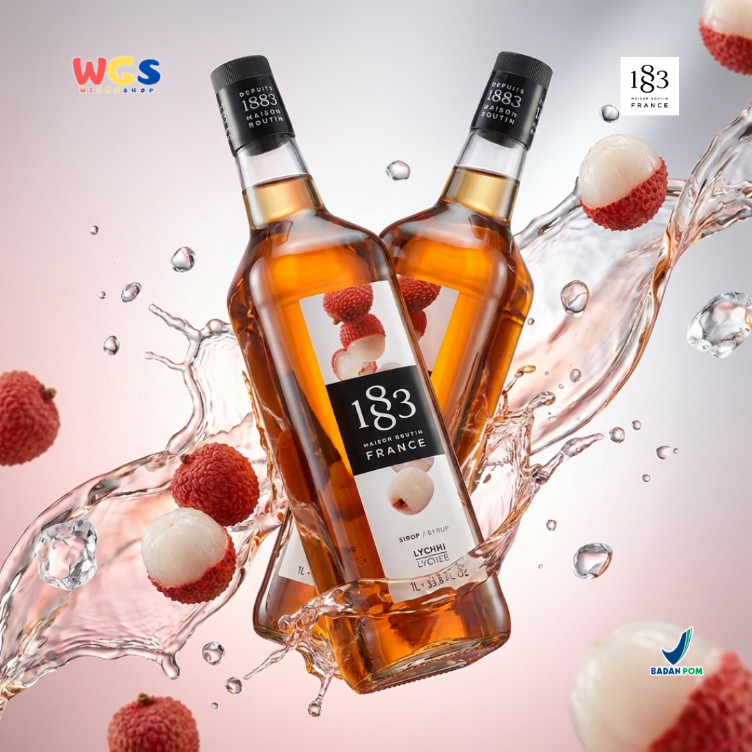 1883 Maison Routin Lychee Syrup 1L – Sirup Leci Premium untuk Soda, Mocktail, Tea & Cocktail