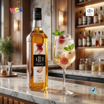 1883 Maison Routin Lychee Syrup 1L – Sirup Leci Premium untuk Soda, Mocktail, Tea & Cocktail