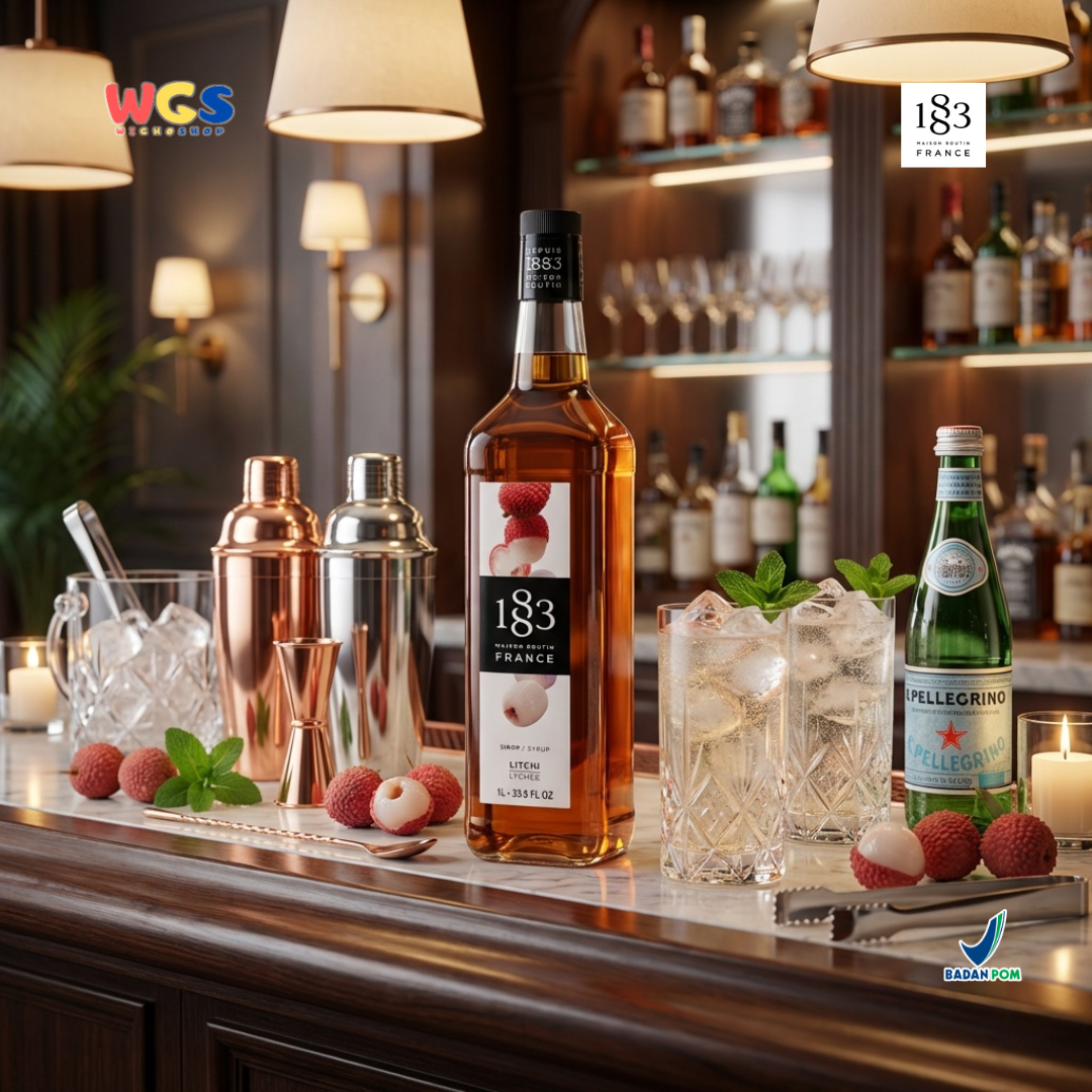 1883 Maison Routin Lychee Syrup 1L – Sirup Leci Premium untuk Soda, Mocktail, Tea & Cocktail