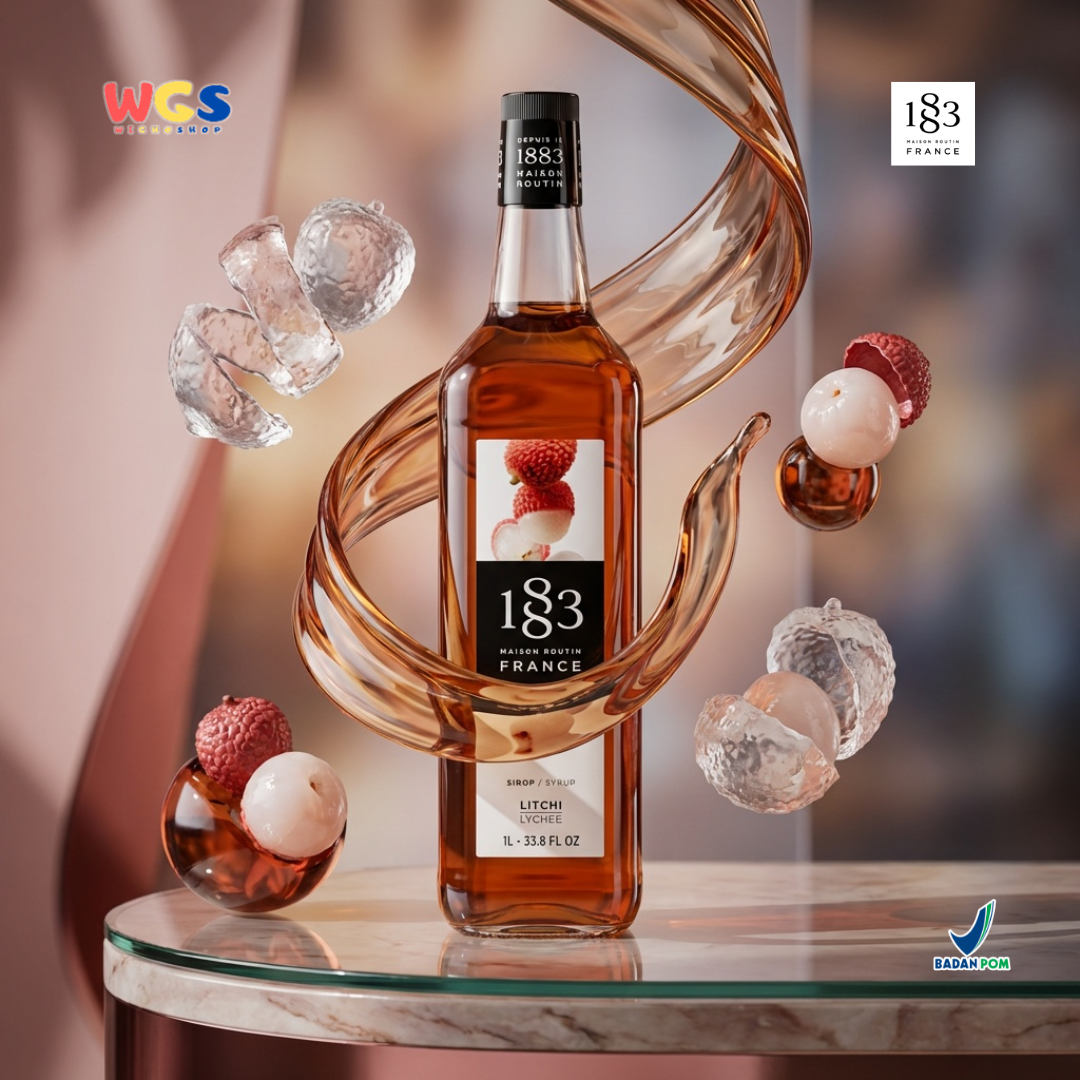 1883 Maison Routin Lychee Syrup 1L – Sirup Leci Premium untuk Soda, Mocktail, Tea & Cocktail