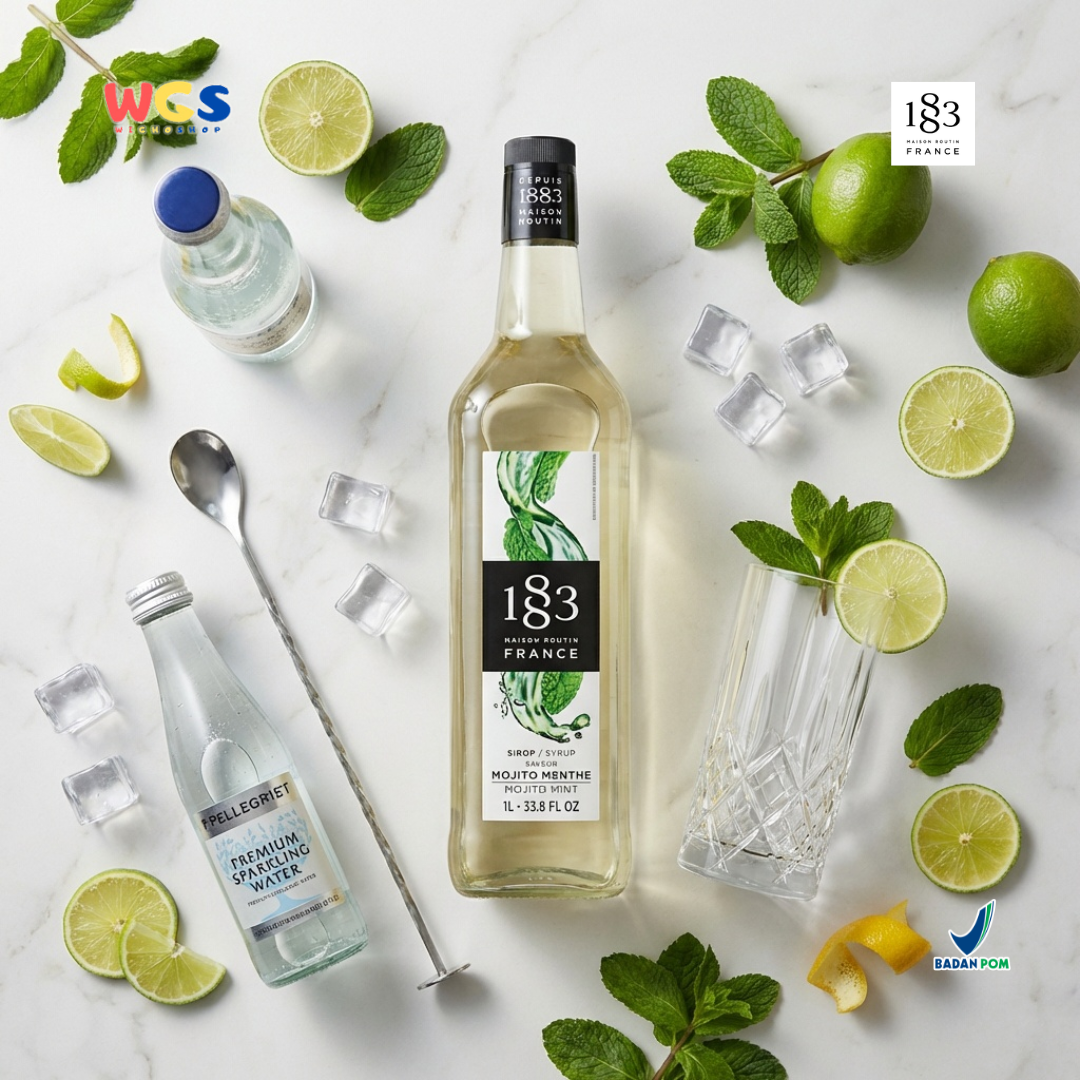 1883 Maison Routin Mojito Mint Syrup 1L - Sirup Mojito Mint Syrup Cafe Barista Mocktail