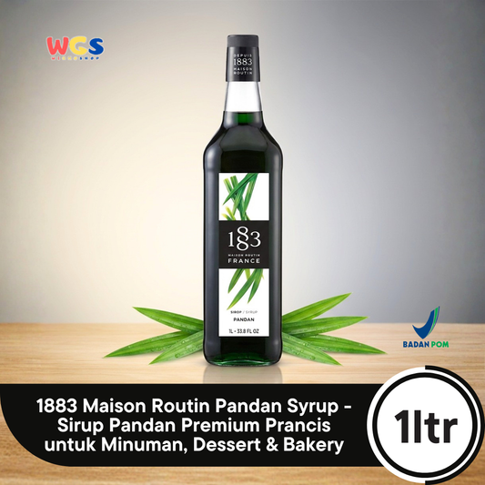 1883 Maison Routin Pandan Syrup 1L - Sirup Pandan Premium Prancis untuk Minuman, Dessert & Bakery