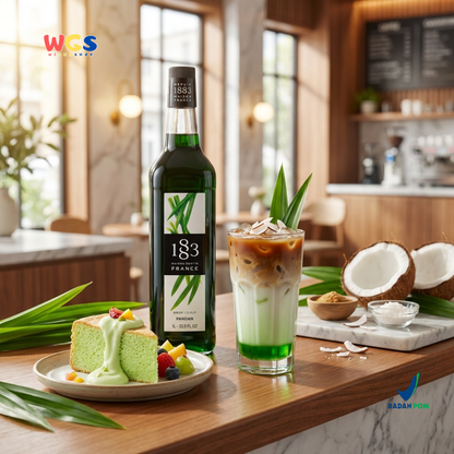 1883 Maison Routin Pandan Syrup 1L - Sirup Pandan Premium Prancis untuk Minuman, Dessert & Bakery
