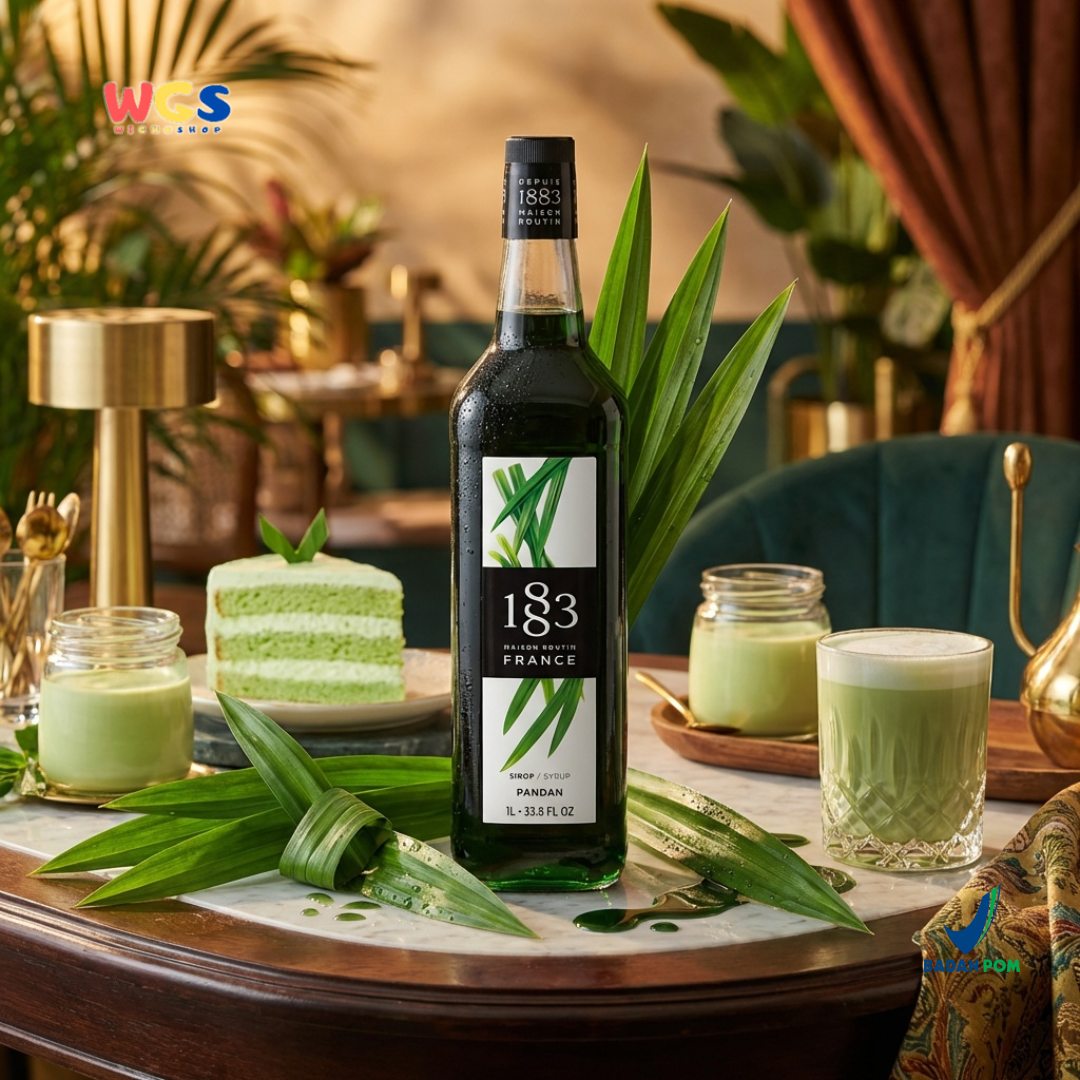 1883 Maison Routin Pandan Syrup 1L - Sirup Pandan Premium Prancis untuk Minuman, Dessert & Bakery