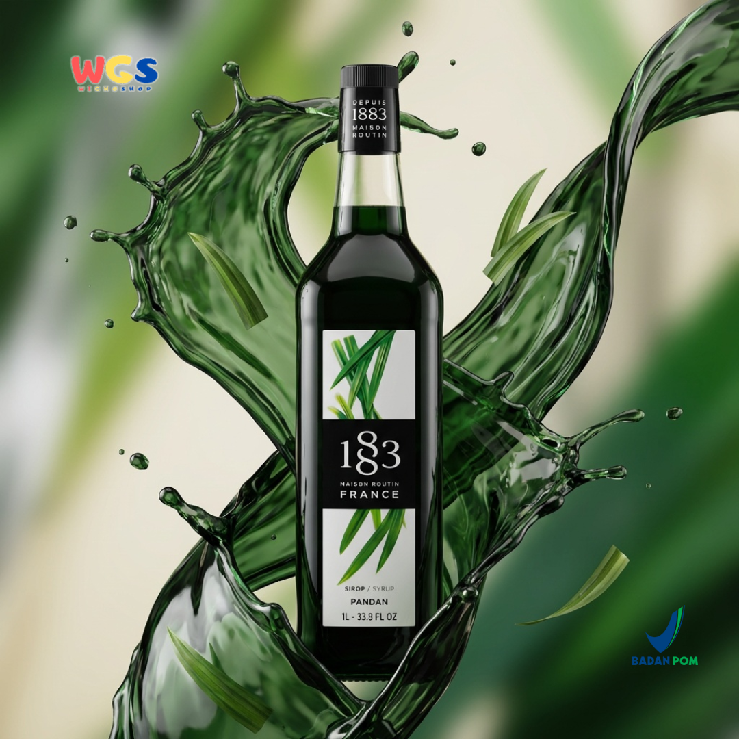 1883 Maison Routin Pandan Syrup 1L - Sirup Pandan Premium Prancis untuk Minuman, Dessert & Bakery