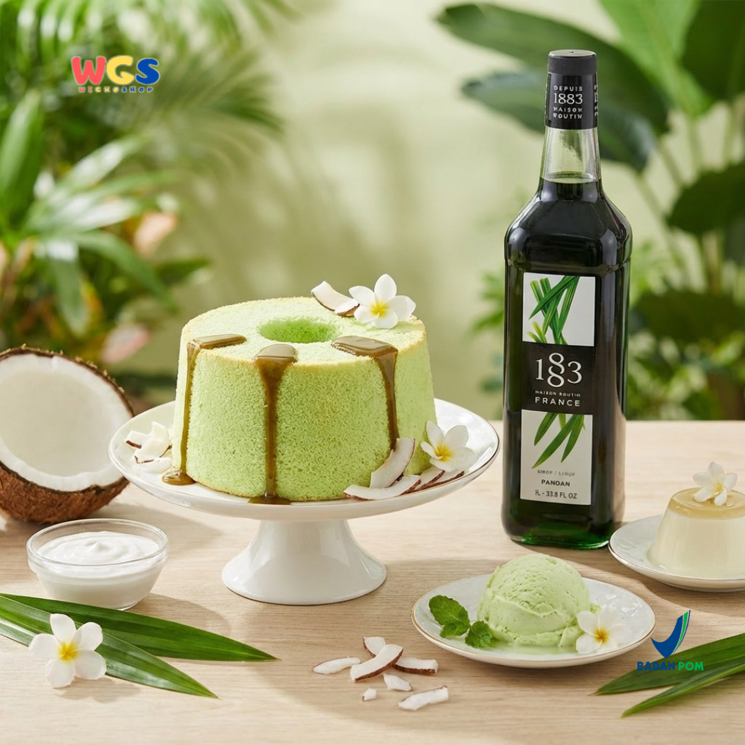 1883 Maison Routin Pandan Syrup 1L - Sirup Pandan Premium Prancis untuk Minuman, Dessert & Bakery