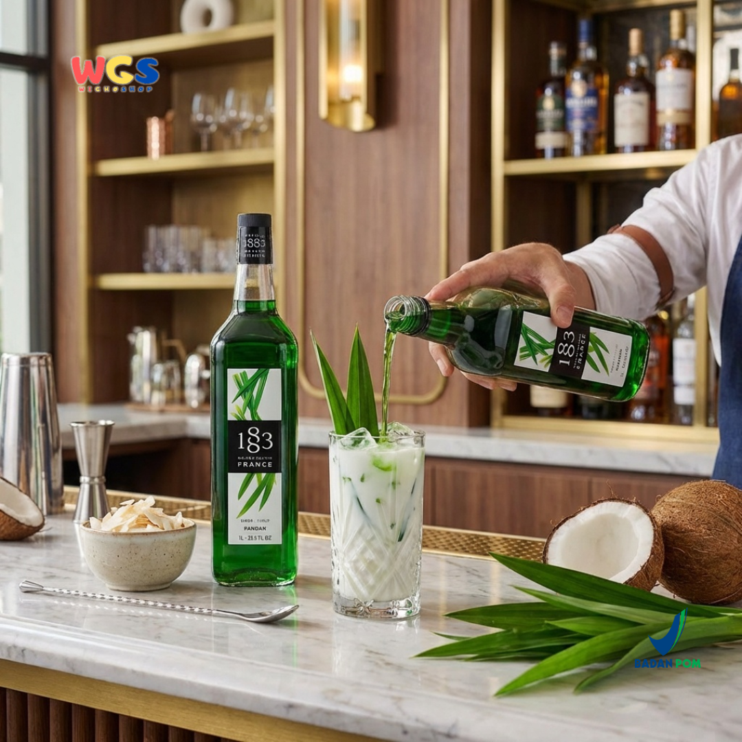 1883 Maison Routin Pandan Syrup 1L - Sirup Pandan Premium Prancis untuk Minuman, Dessert & Bakery