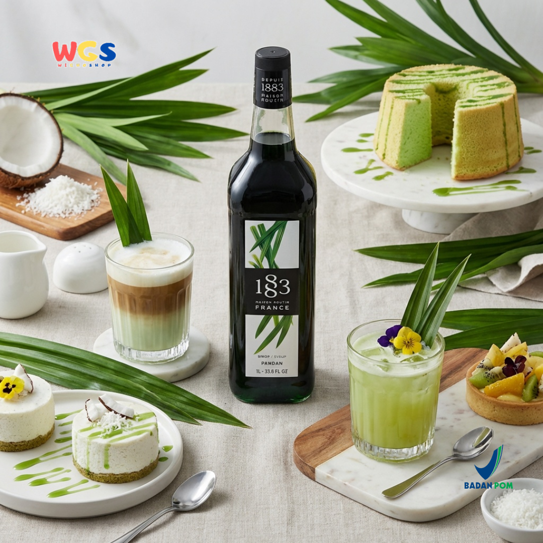 1883 Maison Routin Pandan Syrup 1L - Sirup Pandan Premium Prancis untuk Minuman, Dessert & Bakery