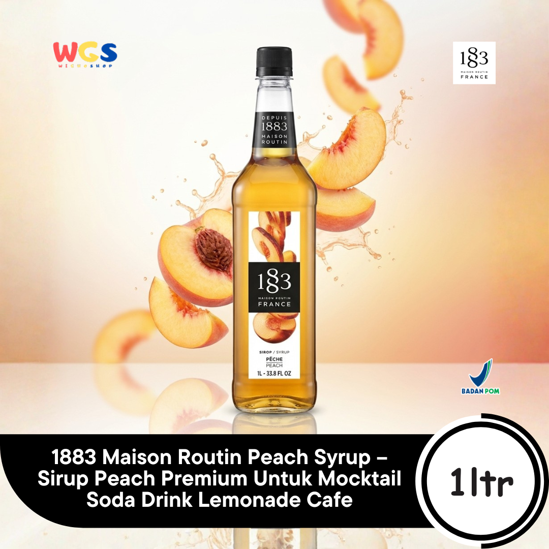 1883 Maison Routin Peach Syrup 1L – Sirup Peach Premium Untuk Mocktail Soda Drink Lemonade Cafe