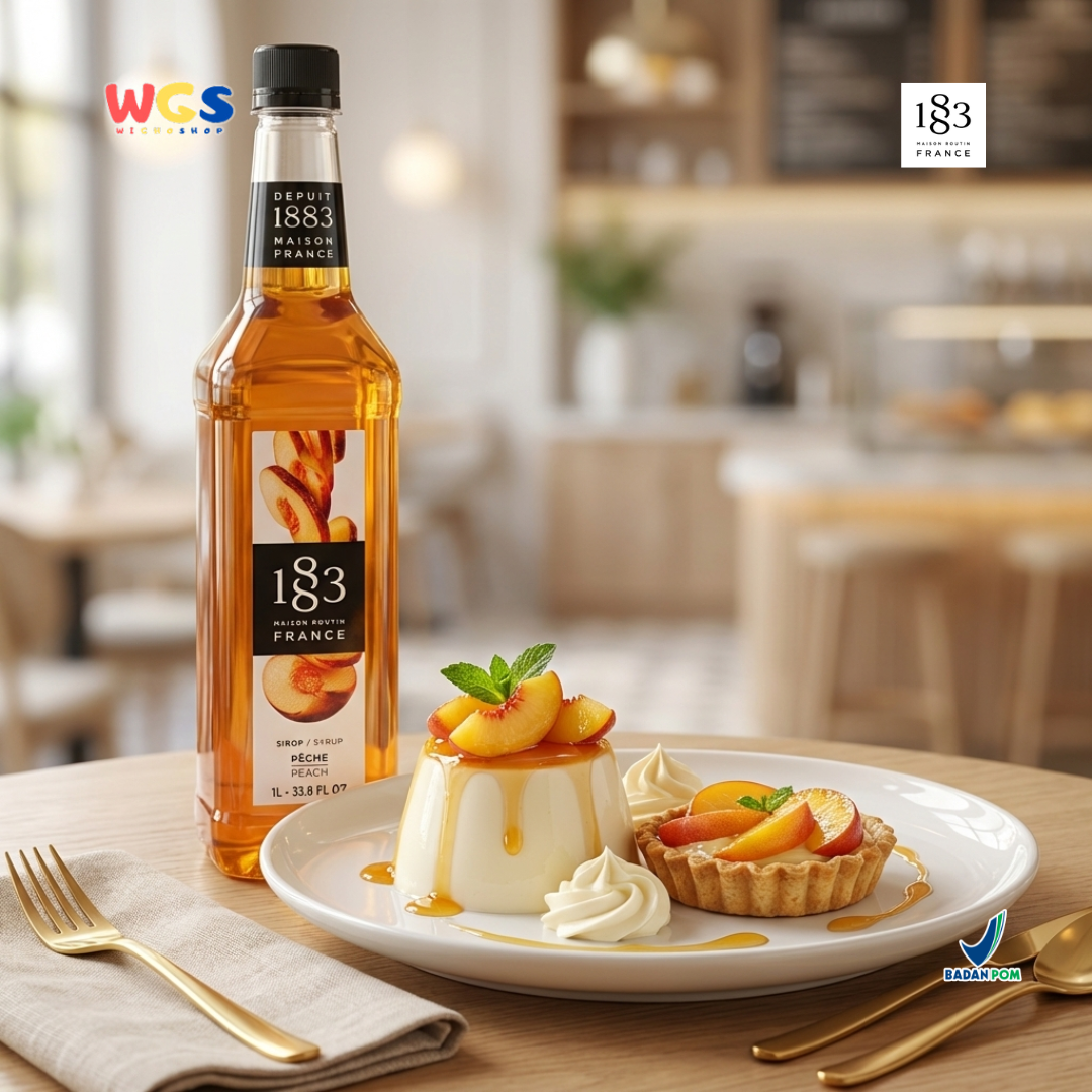 1883 Maison Routin Peach Syrup 1L – Sirup Peach Premium Untuk Mocktail Soda Drink Lemonade Cafe